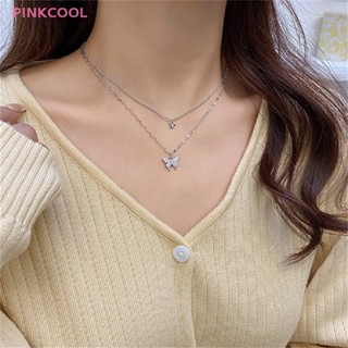 Pinkcool สร้อยคอโซ่ จี้ดาว สีทอง สีเงิน แฟชั่น เรียบง่าย ประกายไหปลาร้า ขายดี