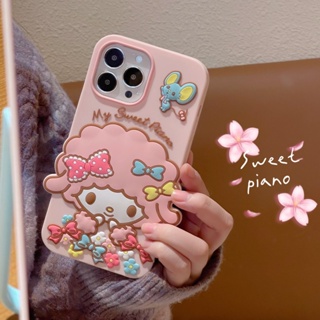 SANRIO เคสโทรศัพท์มือถือ ซิลิโคนนิ่ม ลายการ์ตูน Melodys friend Piano Kawaii 3D ของขวัญ สําหรับ iPhone 11 12 13 14 Pro Max