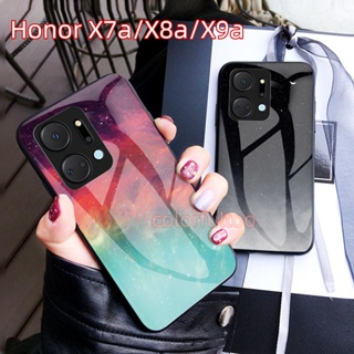 เคสโทรศัพท์กระจกนิรภัยแข็ง กันกระแทก ป้องกันกล้อง ลายท้องฟ้ากลางคืน หรูหรา สําหรับ Huawei Honor X7a X7 A X 7 X7 X8a X8 X6 4G 5G HonorX7a