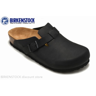 【Original】Birkenstock Boston Mens/Female Classic Cork Black Leather Slipper Sandals 34-46