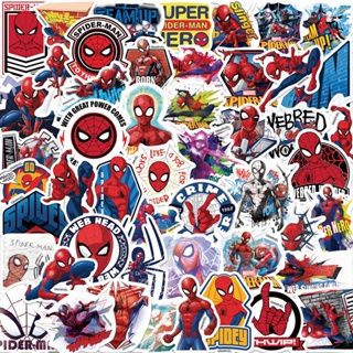 (การอนุญาตของแท้) สติกเกอร์ PVC ลายการ์ตูน Spider-Man กันน้ํา สําหรับติดตกแต่งรถยนต์ 50 ชิ้น