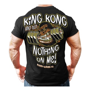 เสื้อยืด ผ้าฝ้าย 100% พิมพ์ลาย Monsta Co Bodybuilding King Kong โอเวอร์ไซซ์ สําหรับผู้ชาย ใส่ออกกําลังกาย เล่นฟิตเน_01