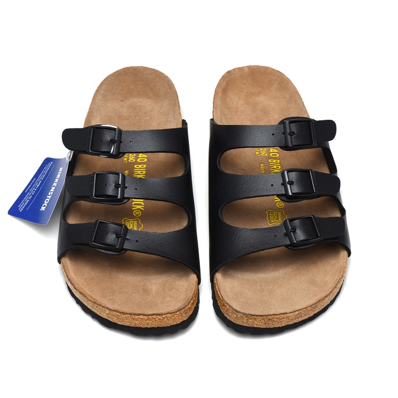 original-birkenstock-florida-male-female-classic-cork-matt-black-slippers-34-46