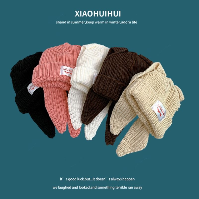 หมวกบีนนี่-ผ้าถัก-ทรงหูกระต่ายน่ารัก-สไตล์เกาหลี-น่ารัก-beanies