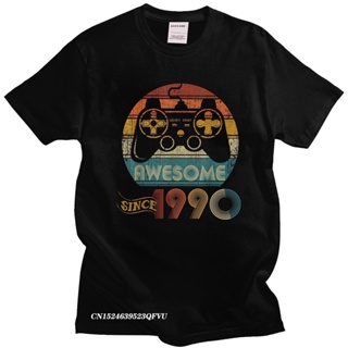 Cotton T-Shirt Vintage Video Gamers Awesome Since 1990 Men Pure Fashion Camisas Mend 30 Years Old Tee Top Clothing _03