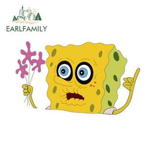 Earlfamily สติกเกอร์ไวนิล ลายการ์ตูน Spongebob สําหรับติดตกแต่งรถยนต์ รถจักรยานยนต์ 13 ซม. x 7.6 ซม.