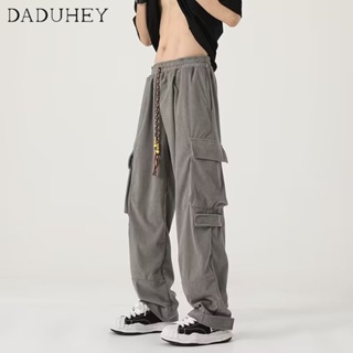 DaDuHey🔥 Mens 2023 New Spring Casual Pants Hong Kong Style Corduroy Large Pocket Versatile Fashionable Cargo Pants