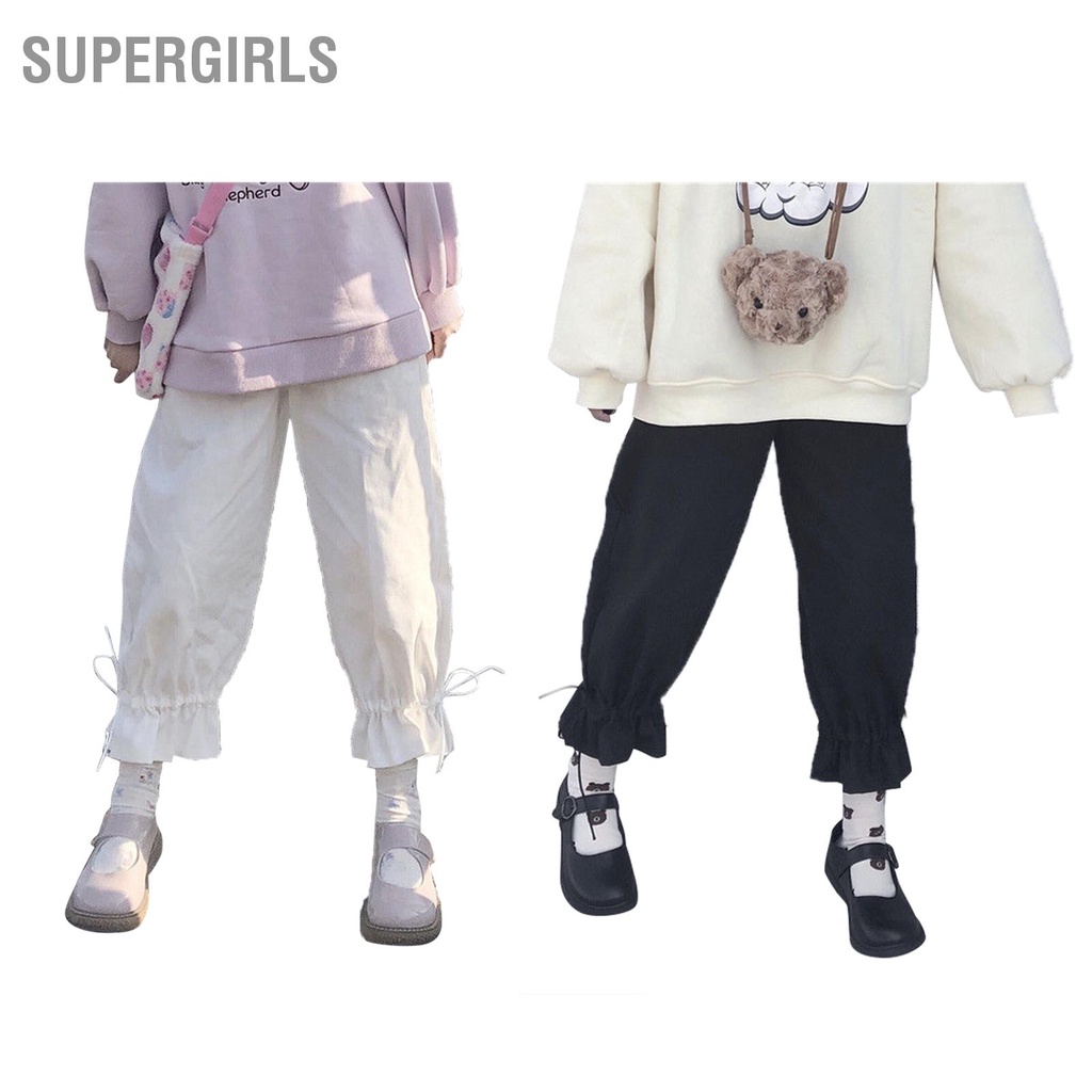 supergirls-ผู้หญิงความยาวข้อเท้ากางเกงหลวมกระชับหวาน-drawstring-pure-color-tapered-cuff-กางเกง