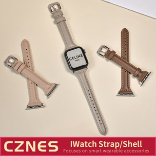 สายนาฬิกาข้อมือหนังแท้ ขนาดเล็ก สําหรับ Iwatch S9 S6 S8 S7 SE 40 มม. 44 มม. 45 มม. 41 มม.