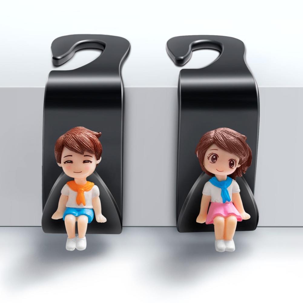 2ชิ้นรถที่นั่งกลับตะขอตกแต่งพนักพิงหลังรถตะขอกับตะขอขนาดเล็กน่ารักผลิตภัณฑ์ตกแต่งภายในรถ-blue