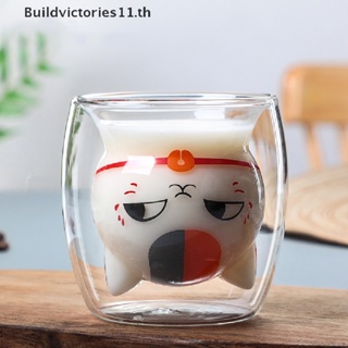 Buildvictories11 แก้วมักสองชั้น ลายแมวน่ารัก สําหรับชา นม กาแฟ