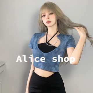Alice  ชุดเซต 2 ชิ้น เสื้อยืด+เสื้อกล้าม 2023 ใหม่  ทันสมัย สวย Trendy พิเศษ A29J0G6 36Z230909