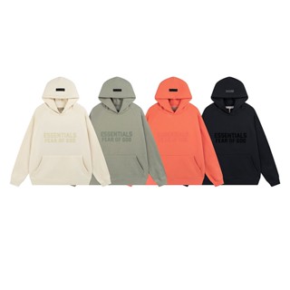 เสื้อกันหนาวลําลอง ผ้าฟลีซ มีฮู้ด ลาย FEAR OF GOD Flocking