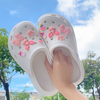 กระดุม รูปหมูสีชมพู สําหรับตกแต่งรองเท้า Crocs Jibbitz DIY