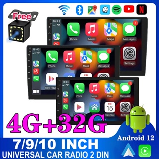 [4G+32G Android 12] วิทยุรถยนต์ หน้าจอสัมผัส 7 9 10.1 นิ้ว เข้าได้กับ Apple Carplay Android Auto พร้อมบลูทูธ GPS FM กล้องสํารอง