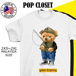 BEST SELLER GONE FISHING TEDDY BEAR TSHIRT WOMEN MEN BAJU T SHIRT PEREMPUAN LELAKI T-SHIRT COTTON LENGAN PENDEK WAN_02