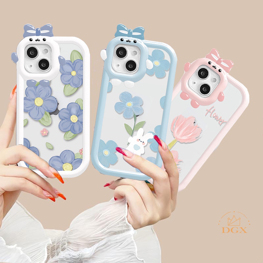 เคสโทรศัพท์มือถือแบบใส-กันกระแทก-ลายกระต่าย-ดอกทิวลิป-3d-สําหรับ-samsung-a04-a04s-a04e-a13-a23-a32-a03-a03s-a12-a53-a51-a52-a22-a30s-a52s-a31-a02s-a21s-a11-a53-a50-dgx