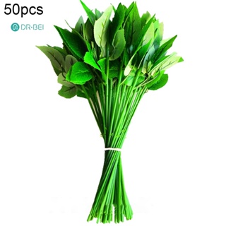 Dr BEI ช่อดอกกุหลาบ ใบไม้สีเขียว สําหรับตกแต่งงานแต่งงาน DIY 50 ชิ้น