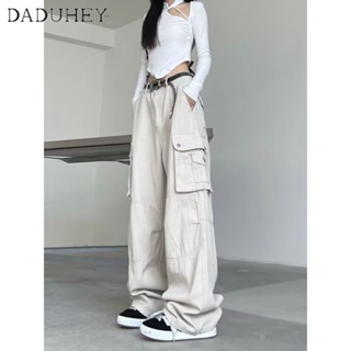 DaDuHey🎈 2023 Women New Korean Style Y2K Multi-pocket Overalls Fashion Low-waist Wide-leg Pants Loose Plus-size Casual Cargo Pants