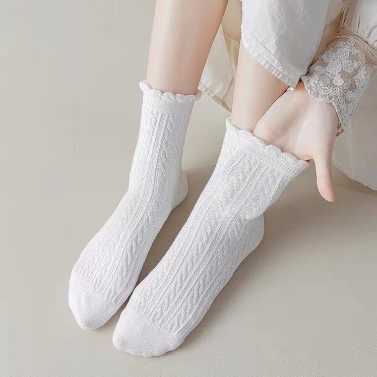 สปอตสินค้า-ถุงเท้าแฟชั่นญี่ปุ่น-สไตล์วินเทจ-ลายลูกไม้-ถุงเท้าผ้าฝ้าย-ถุงเท้าสั้น-สำหรับผู้หญิง