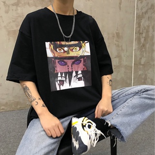 Japanese Naruto Anime Print Boys Tide Brand Trend Loose Hong Kong Style Hip Hop Shirt Couple Short Sleeve T-Shirt_07