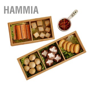 HAMMIA ถาดไม้แบ่งหลายช่องถาดเสิร์ฟสำหรับร้านหม้อไฟจานซูชิ