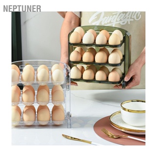 NEPTUNER ภาชนะเก็บไข่แบบพับได้เรียบง่าย 3 ชั้นป้องกันไข่ไข่ถาดพลาสติกถาดคอนเทนเนอร์สำหรับห้องครัวในบ้าน