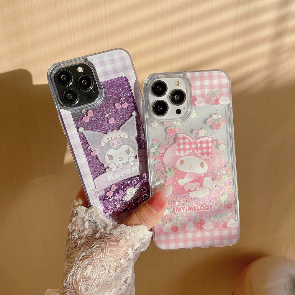 เคสโทรศัพท์มือถือแบบใส-กันกระแทก-มีทรายไหล-แต่งกลิตเตอร์-ลายการ์ตูนเมโลดี้-คุโรมิน่ารัก-สําหรับ-iphone-14promax-12promax-13promax-12-11-11pro-11promax-xs-xr-xsmax-7plus-8plus-14-14pro-14plus