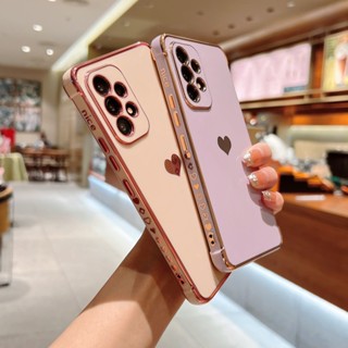 เคสโทรศัพท์มือถือ ซิลิโคน กันกระแทก ลายหัวใจ มีลายด้านข้าง หรูหรา สําหรับ Samsung Galaxy A53 A33 A14 A13 A52 A52s A23