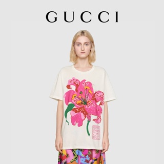 เสื้อยืด ผ้าฝ้าย พิมพ์ลาย Gucci