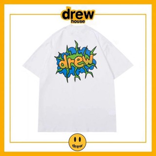 Drew House เสื้อยืดแขนสั้น ผ้าฝ้าย ทรงหลวม ลายหน้ายิ้ม สไตล์อเมริกัน สตรีท สําหรับผู้หญิง