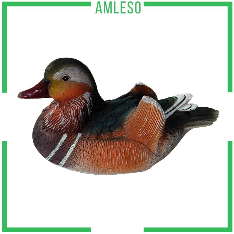 amleso-ตุ๊กตาเป็ดแมนดารินเรซิ่น-สมจริง-สําหรับตกแต่งสระว่ายน้ํา