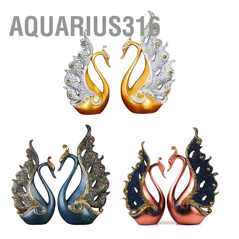 aquarius316-2-ชิ้นเครื่องประดับนกยูงเรซิ่นธรรมชาติเดสก์ท็อปประติมากรรมนกยูงสำหรับตู้ไวน์ตู้ทีวีบ้าน