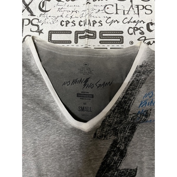 cps-chaps-no-pain-no-gain-co-designed-by-toon-bodyslam-สีเทา-ไซร์s-เสื้อยืด-ซีพีเอสแชสป์-พี่ตูน-บอดี้แสลม-ออกแบบ-แท้100