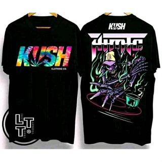 KUSH สตรีทแวร์แขนสั้นเสื้อยืดฮิปฮอป Unisex ไฮสตรีทแฟชั่นผ้าฝ้ายเสื้อยืด KUSH xef