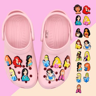 การ์ตูน Cinderella Jibitz Crocs Mermaid Princess Jibbits Charm Snow White Jibits Crocks สําหรับผู้หญิง รองเท้า อุปกรณ์เสริม จี้รองเท้า ตกแต่งพิน