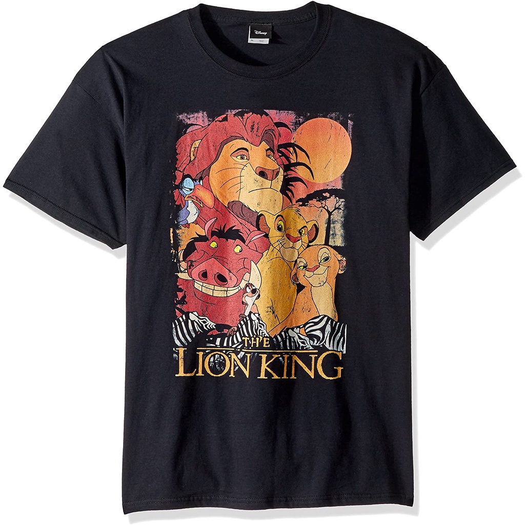 ดิสนีย์-ผู้ชาย-disney-mens-lion-king-group-poster-graphic-t-shirt-sale-เสื้อยืดคอกลม