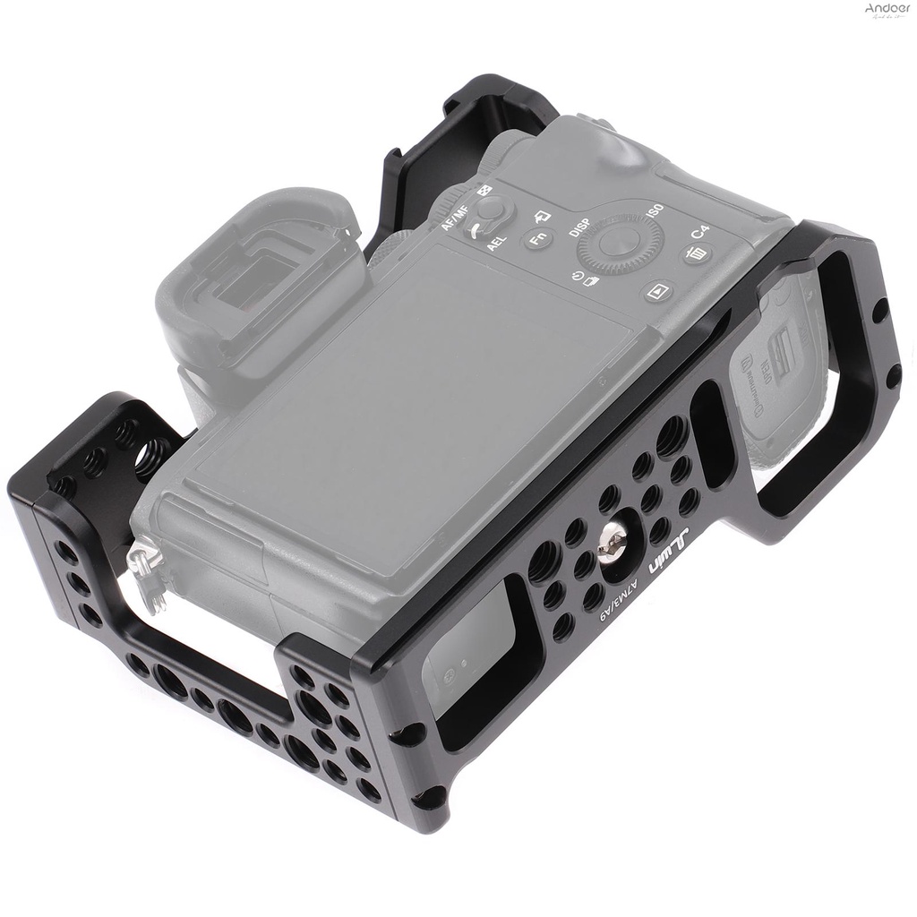 camera-cage-aluminum-alloy-video-cage-replacement-for-a7m3-a7r3-a9-mirrorless-camera-with-cold-shoe-mount-1-4-inch-amp-3-8-inch-screw-holes