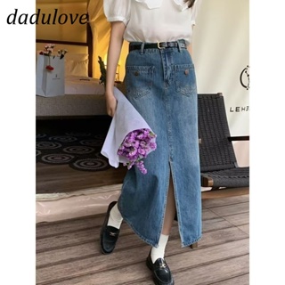 DaDulove💕 New Korean Version of Ulzzang Denim Mid-length Skirt Niche High Waist Womens Package Hip Skirt