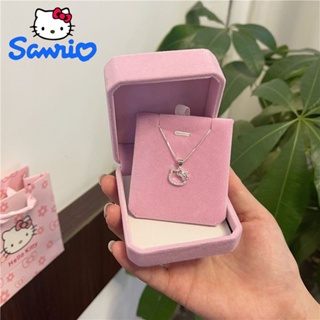 SANRIO Hello สร้อยคอโซ่เงิน จี้รูปคิตตี้ ซานริโอ้ หรูหรา เครื่องประดับคู่รัก สําหรับผู้หญิง