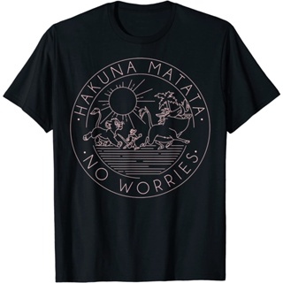 เสื้อยืดโอเวอร์ไซส์เสื้อยืด พิมพ์ลายโลโก้ Disney The Lion King Hakuna Matata No Worries Outline สําหรับผู้ใหญ่S-4XL_05