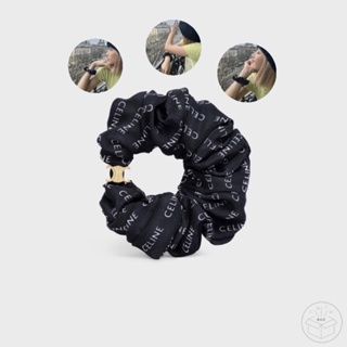 🎀พร้อมส่ง🎀 CELINE SCRUNCHY RAYURE BRACELET IN BRASS WITH GOLD FINISH AND BLACK SILK แท้ 100%