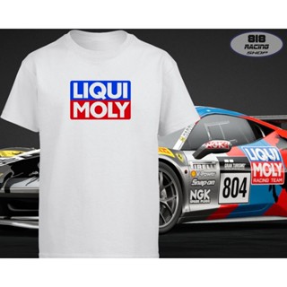 Street fashion Racing Sport T-shirt (White / Gray) (LIQUI MOLY) Round Neck_03