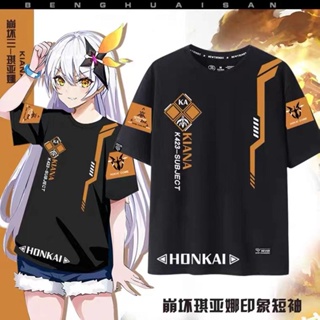 Anime Honkai Impact 3 Kiana Kaslana Cosplay Printing T Shirt Short Sleeve Top Unisex Teen Clothes Uniforms Hallowee_01