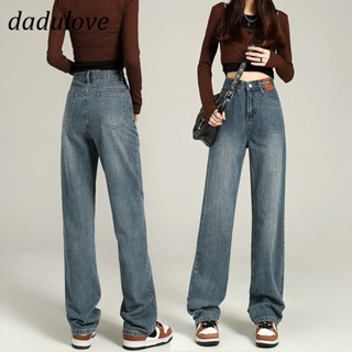 DaDulove💕 New Korean Version of Ins Washed Retro Jeans High Waist Loose Wide Leg Pants Womens Straight Pants