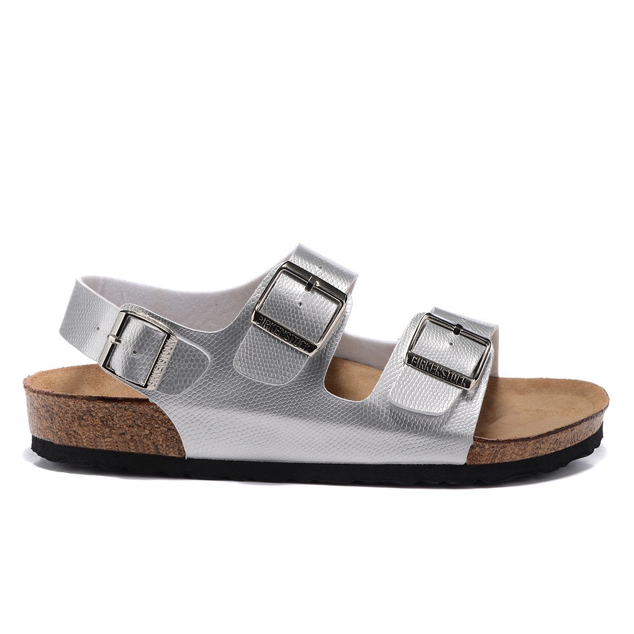 original-birkenstock-milano-mens-womens-classic-cork-silver-snake-sandals-34-46