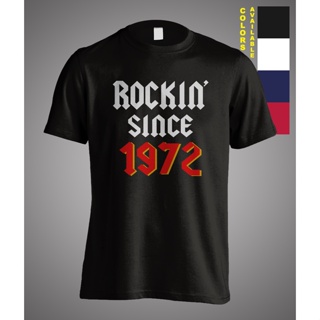 เสื้อยืดคอกลม พิมพ์ลายอนิเมะ Rockin Since 1972 Funny 50Th สไตล์ยุโรป ของขวัญวันเกิด