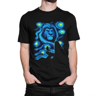 เสื้อยืดพิมพ์ลายแฟชั่น เสื้อยืดลําลอง แขนสั้น พิมพ์ลาย The Lion King Simba Starry Night Vincent van Gogh เข้ากับทุก_05