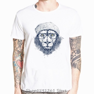 2022 Men T Shirts Newest The King Lion Wear Glasses Printed s Summer Cool Design Tops Funny Custom Hipster Casual _01