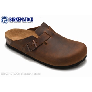 【Original】Birkenstock Boston Mens/Female Classic Cork Dark Brown Leather Slipper Sandals 34-46